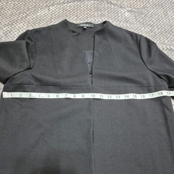 Lafayette 148 New York Viscose Leather Blazer Medium Collarless Jacket Black - Picture 7 of 8